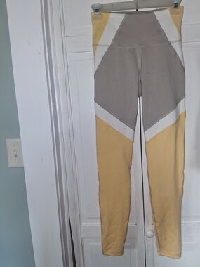 Old Navy Yellow, Gray & White Colorblock Women's Leggings